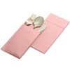 50-Pack Disposable Linen-Feel Dinner Napkins with Built-in Flatware Pocket, PINK