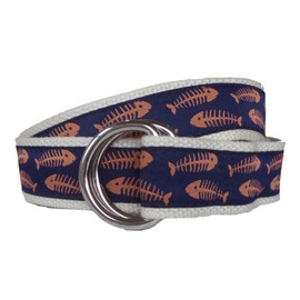 Coral Bonefish D-Ring Belt 32 Brass D-Ring Navy