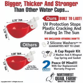 NWQuailFarm 4x Chicken Watering Cups Poultry Drinker Waterer Duck Geese Turkeys Quail Pigeon