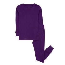 Leveret Boys Girls Kids Two Piece Cotton Pajamas Solid Dark Purple 6 Year