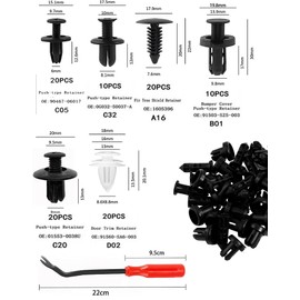 100 PCS Bumper Clips, 6 Popular Sizes Auto Tools Accessories for Cars Body Fixed Clip Bumpers and Replacement Parts with Storage Box (100 PCS Bumper Clips)
