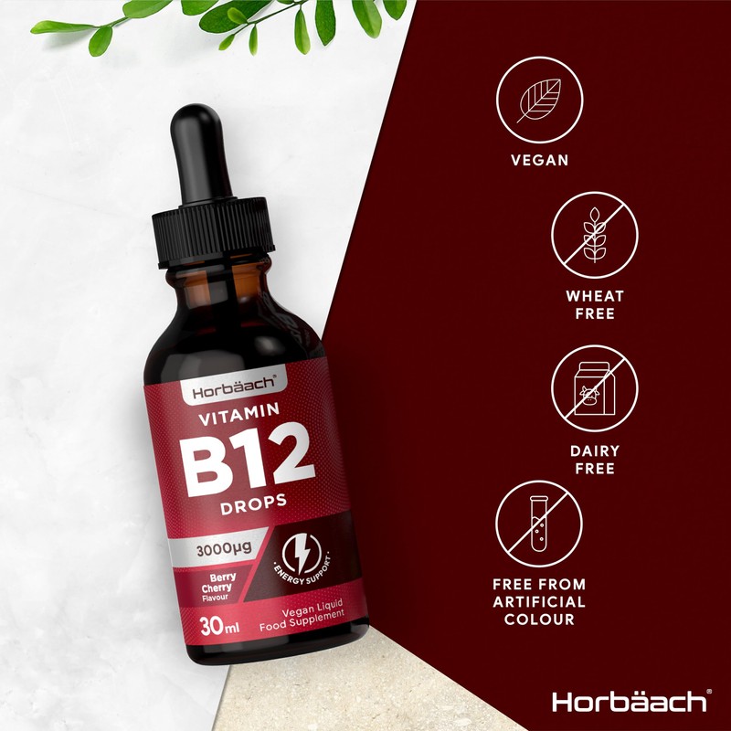 Horbäach Vitamin B12 Drops High Strength 3000mcg | 30ml |