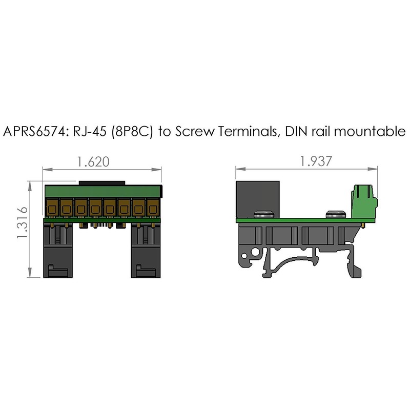 RJ-45 / 8P8C to Screw Terminal Breakout Board, with DIN