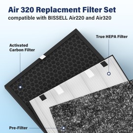 FMDZFL Air320 Filter Replacement for Bissell Air320 Air220 Model # 2609A, 2847A, 2678, 2677, 2804, Include (1) True HEPA Filter, (4) Pre Filter, (1) Carbon Filter