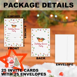 Nuhany Christmas Party Invitations, 25 Xmas Bell Invites with Envelops for Winter Christmas New Year Holiday Dinner Party Festive Season Party Favor Decor Supplies-A08