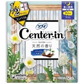 Sofy Center-In Compact 1/2 White Heavy Night with Feather 12 Count [Sanitary Napkins]