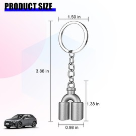 Norkmdi Zinc Alloy Car Keychain, Exhaust Muffler Pipe Vehicle Key Chain, Keyring Fob Decoration, Universal Auto Accessories (Gray)