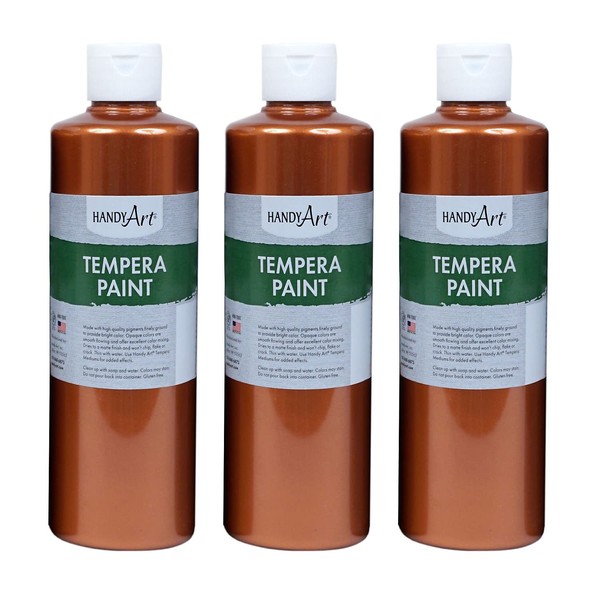 Handy Art Metallic Tempera Paint, Copper, 16 oz. Bottle, Pack