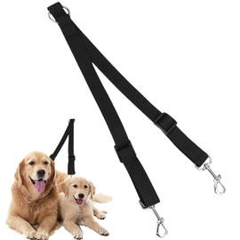 Double Dog Lead, Double Ended Lead for Dogs, Adjustable and Tangle-Free, Durable Nylon, Reflective Stitching for Night Safety, Dual Dog Leash for Walking Two Dogs, Comfortable Grip, Training Lead