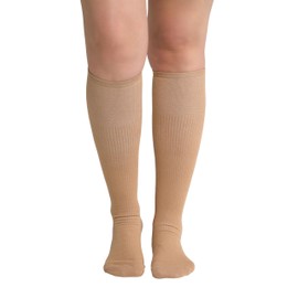 Ulla Popken Women's Compression Knee Stockings, Strong Support Class Socks, beige