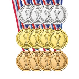PATIKIL 1.5" Mini Gold Silver Bronze Award Medals, 12 Pack Plastic Winner Medals 1st 2nd 3rd Place Prizes Medals with Neck Ribbon for Games Sports Competitions Party Favors