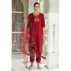 VredeVogel Women's Cotton Silk Embroidered Kurta with Pant & Organza