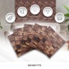 Acepunch 6 Handcrafted Wooden Mosaic Panels Adhesive Peel and Stick