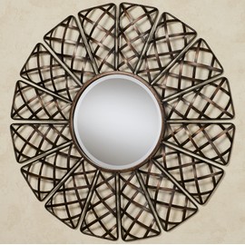 Touch of Class Helia Bronze Mirrored Wall Sculpture 34.5 Inches Diameter | Mirror Art Decor for Bathroom, Bedroom, Living Room