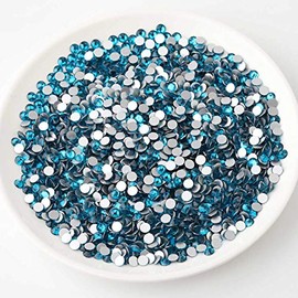 Beadsland Flat Back Crystal Rhinestones Round Gems for Nail Art and Craft Glue Fix, Indicolite, 4.6-4.8mm, SS20/1440pcs
