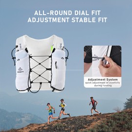 Semsty Running Hydration Vest 5L, Running Backpack with 2x500ml Soft Flask, Lightweight Water Backpack Reflective Trail Running Vest for Running Hiking Cycling