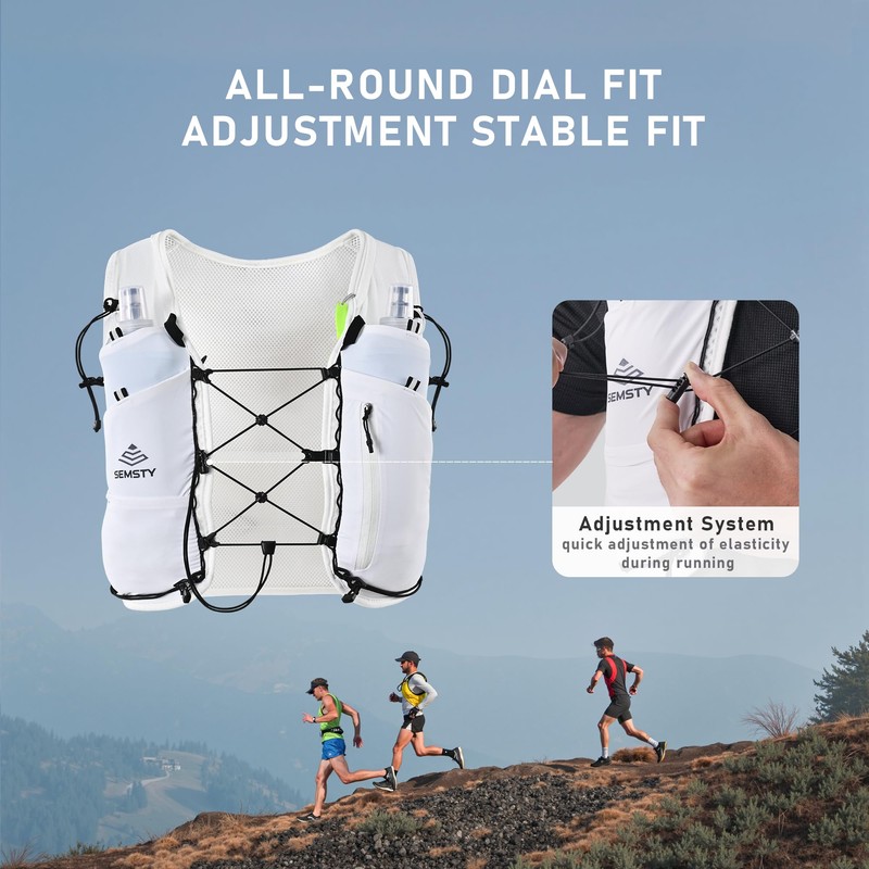 Semsty Running Hydration Vest 5L, Running Backpack with 2x500ml Soft
