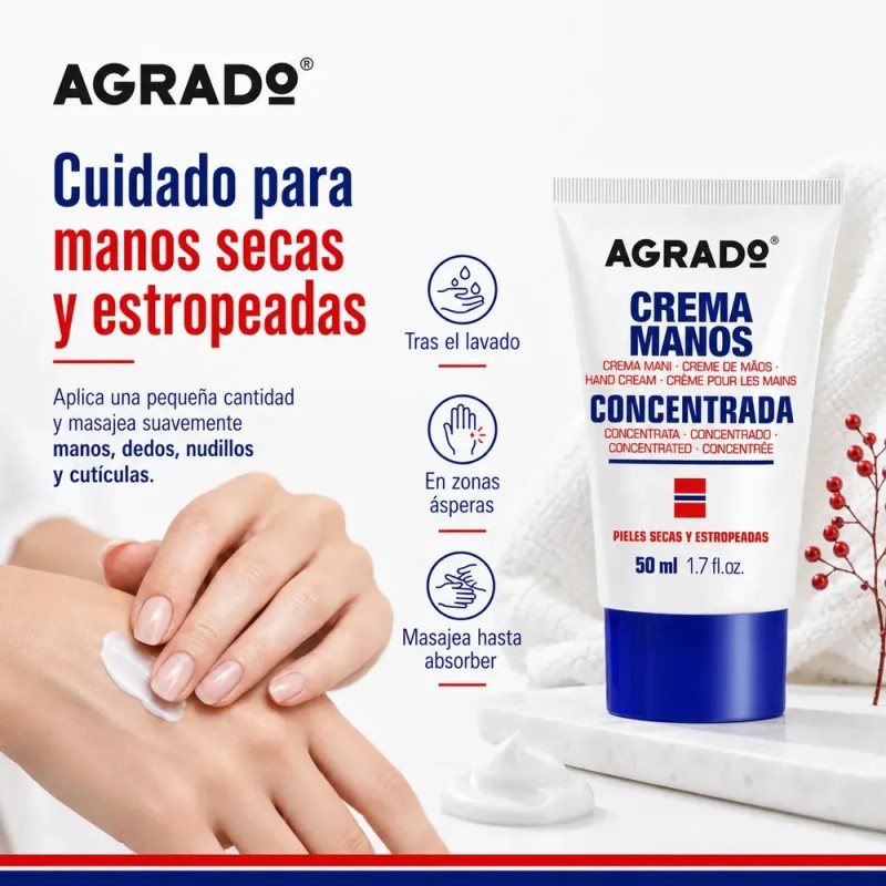 Crema De Manos Concentrada Piel Seca Agrado 50ml Neutra