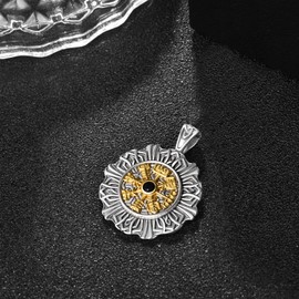 HXWZB Viking Compass Necklace Sterling Silver Norse Compass Viking Pendant Viking Jewellery for Men Women