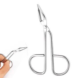 Professional Scissor Handle Eyebrow Tweezer Slant Tip Tweezer Flat Tip Tweezers Hair Plucker Pliers Beauty Tools for Women and Men, Flat Hair Plucker Pliers, Straight Tip Hairgripping Eyebrow,Sliver