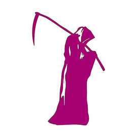 Grim Reaper Sticker Vinyl Decal Notebook Car Laptop 3.5" x 5.5" (Hot Pink)