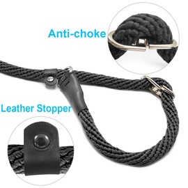 Mycicy Slip Lead Dog Leash, No Pull Dog Leash Slip Lead, Anti Choke Soft Braided Rope Leash for Large Medium Dogs Transitional Training and Walking (Black- 5/8" x 5 FT)