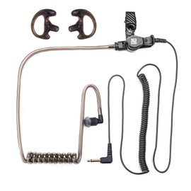 2 Pack 3.5mm Receiver/Listen Only Acoustic Tube Headset Earpiece with One Pair Medium Earmolds for Two-Way Radios/Walkie Talkie Speaker Mics (Black)