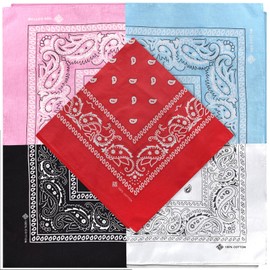 ZENO 5 Pack Mixed Color Bandana – 100% Cotton & Natural Fibers – Bandana Scarf with No Polyester – Premium Quality – Soft, Durable & Machine Washable – For Men & Women – Unisex & Kids