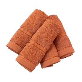 Vissage Cotton Terry Face Towel, Orange, Pack of 4