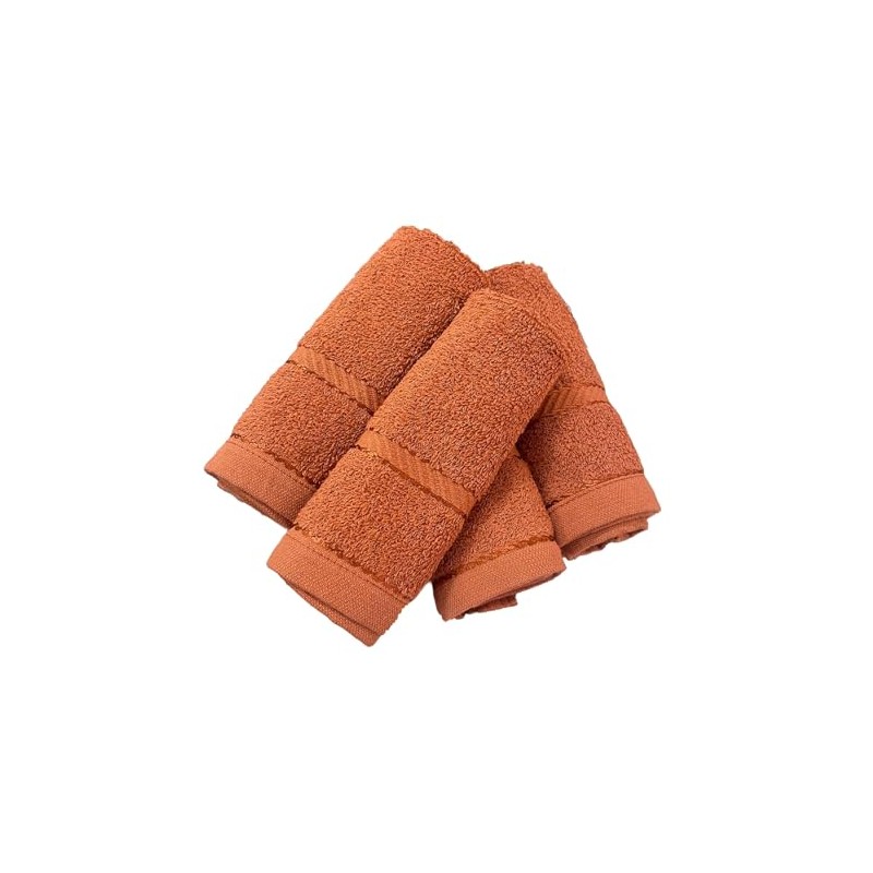 Vissage Cotton Terry Face Towel, Orange, Pack of 4
