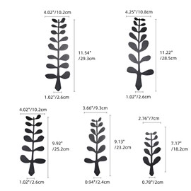 KOLYMAX Metal Garden Stakes Set of 5, Black Leaf Plant Stakes Outdoor Yard Decorations, Metal Leaf Garden Decor for Lawn Flower Bed Planter Patio Backyard, Decorative Plant Stakes for Garden