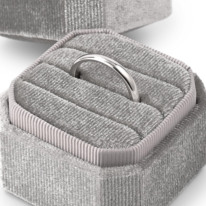 Papten Exquisite Velvet Wedding Ring Box 3 Slot Ring Gift