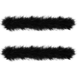Jutom 2 Pcs Women Feather Wrist Cuffs Furry Slap Bracelets Snap Feather Cuffs Slap Wristbands Fluffy Bangle for Gifts Accessory (Black)