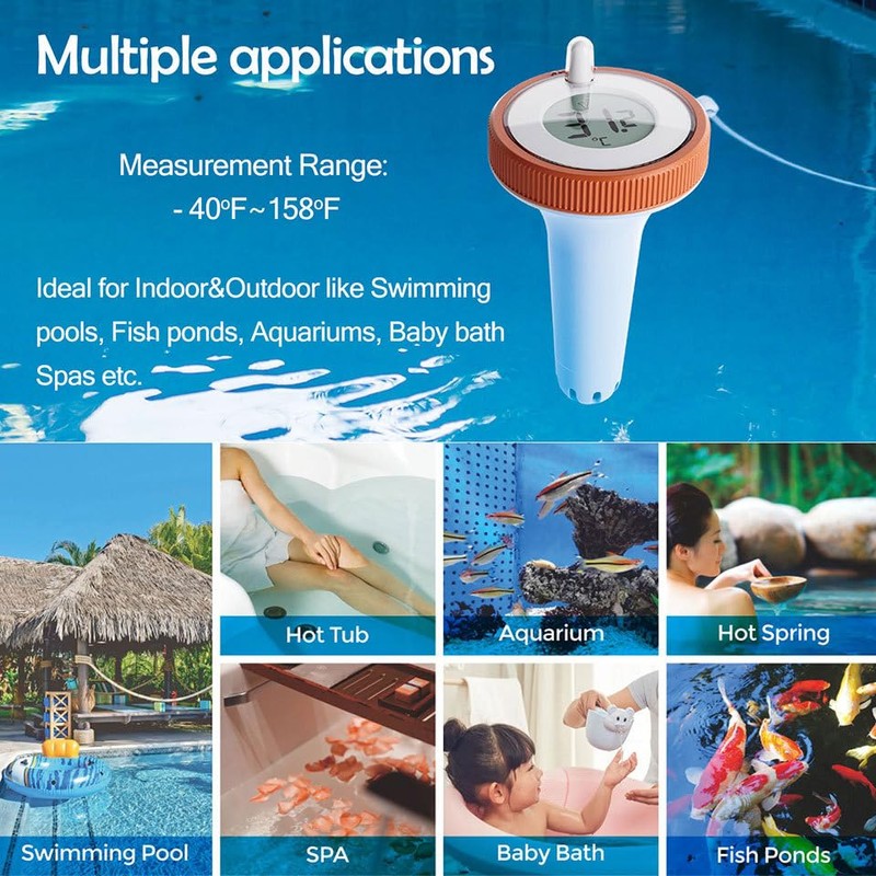 Digital Pool Thermometer, Floating Easy Read, Large Size Water Thermometer