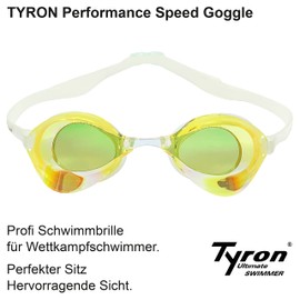 Tyron Performance Speed Goggle (Yellow Mirrored), Swimming Goggles | Training and Competition | Anti Fog Coating | UV Protection
