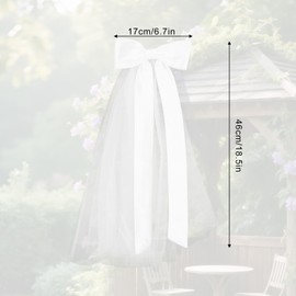 Bridal Bow Veil with Clip, White Short Tulle Wedding Hair Veil Accessory for Women Bachelorette Party & Wedding Reception