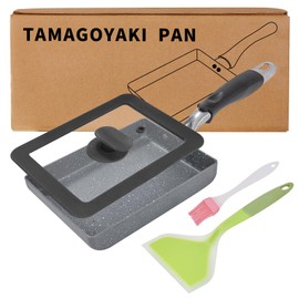 RATWIA Premium Tamagoyaki Pan 7" x 5" - Japanese Omelette Pan Nonstick - Japanese Egg Pan with Lid and Oil Brush