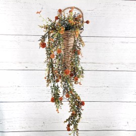 Unbranded Fall Pincushion Drip Garland 32" Long Autumn Fall Floral Natural Tan Minimalist