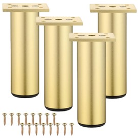 4 Pcs Furniture Legs, 200mm Adjustable Furniture Support Feet, Furniture Legs Cabinet Feet Aluminum Alloy Kitchen Feet, for Cabinet Furniture, Office Furniture, Sofa, Metalli (Golden - 20cm)