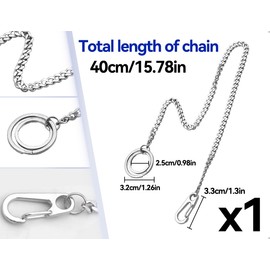 KAPSING Hosenkette,Edelstahl Punk Hip Hop Handtasche Gliederkette mit Karabinerhaken und Schlüsselring,verwendet für Herren Damen Schlüsselanhänger Jeans Dekoration(Silber)