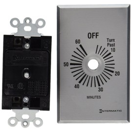 Intermatic FF60MC 60-Minute Spring Wound Countdown Wall Timer, Brushed Metal