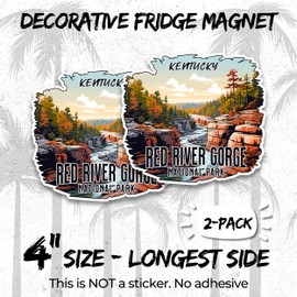 Red River Gorge National Park Kentucky Magnet 4 Inch 2-Pack Cliffs Hiking – Strong Vinyl Decorative Travel Magnets for Fridge Locker Kitchen Office – Cute Fun Aesthetic Cool Durable Souvenir ID44999