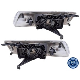 2002-2003-2004 Saturn Vue Headlight Headlamp Halogen Composite (With Black Bezel) Front Head Lamp Light Pair Set Left Driver AND Right Passenger Side (02 03 04)