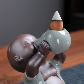 CAHUWHCA Boy Ceramic Incense Holder Insence Burner Ash Catcher Reverse Flow Incense Burner Ceramic Backflow Censer Zen Meaning for Yoga Meditation Home Decor