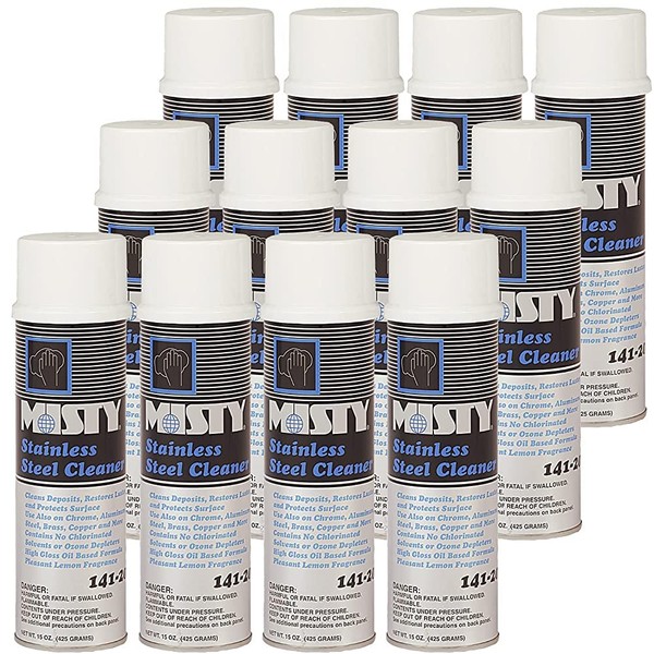 MISTY Heavy-Duty Stainless Steel Cleaner 15 Ounce Aero 1001541 (Case of 12) Pro Trusted Clean
