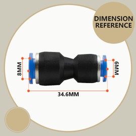 Bwintech PG6-8 Pneumatic Straight Reducer Push to Connect Adapter Quick Release Reducer Fittings 6 mm to 8 mm Pack of 12