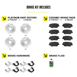 Hart Brakes Front Rear Brakes and Rotors Kit |Front Rear Brake Pads| Brake Rotors and Pads| Ceramic Brake Pads and Rotors |fits 1991-1993 Nissan NX, 1991-1994 Nissan Sentra