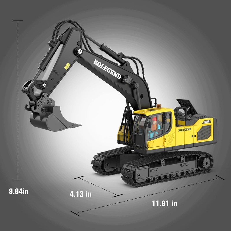 kolegend Remote Control Excavator Toy for Boy 2 Batteries- 1/20