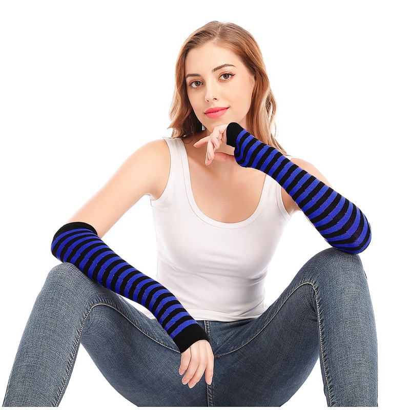 Bienvenu Punk Gothic Rock Long Arm Warmer Fingerless Gloves, Black
