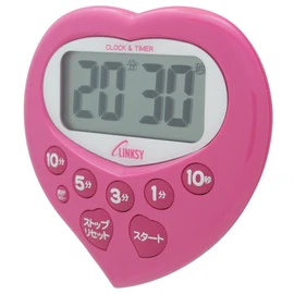 Linksy LT801PPA Heart-Shaped Joyful Timer, Splashproof, Watch Included, 3.0 x 3.0 x 0.6 inches (7.6 x 7.8 x 1.6 cm), Pink